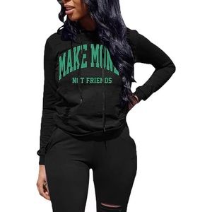 Women’s “Make Money Not Friends” Distressed Hoodie